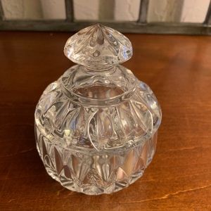 Vintage cut glass trinket dish with lid